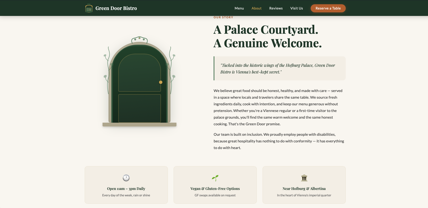 Green Door Bistro website screenshot