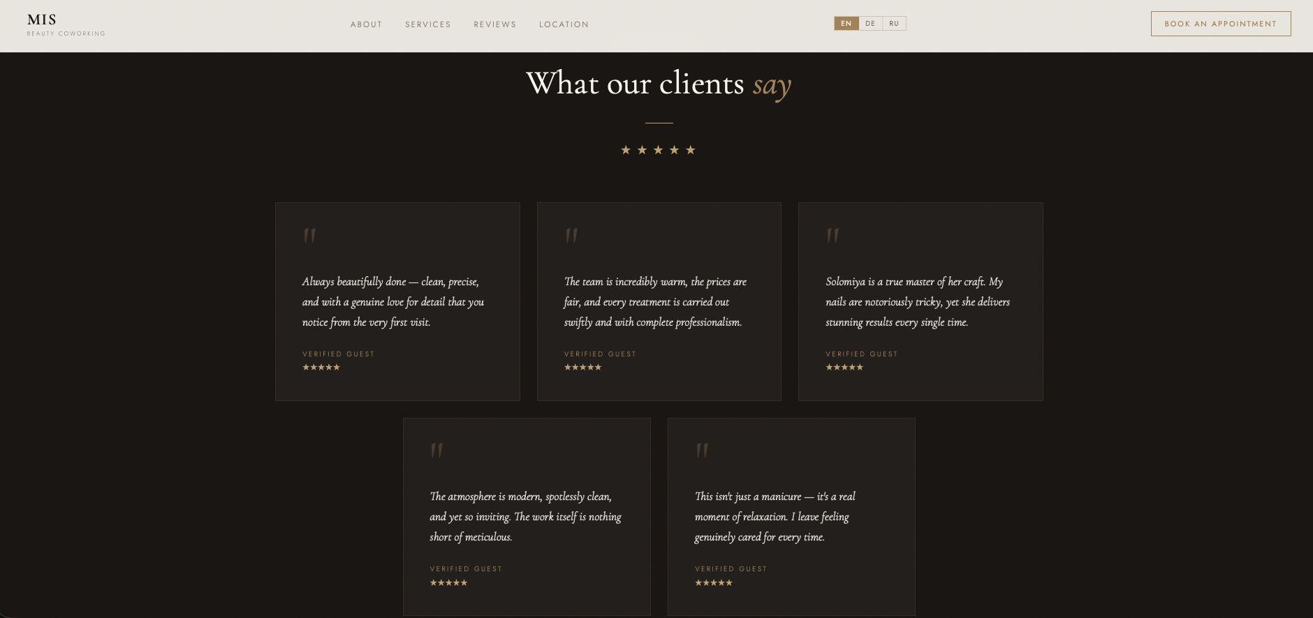 MIS Beauty Coworking website screenshot